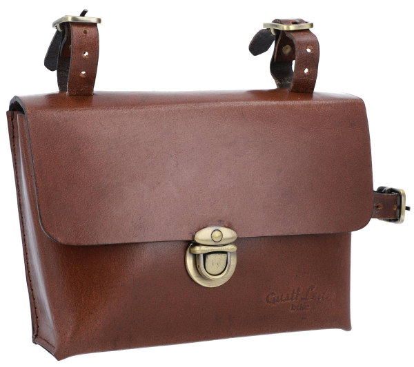 Sac /à Outils Vintage avec Boucle dor/ée Cadre en Acier Firmin L Gusti Sacoche pour Cadre de v/élo en Cuir Marron