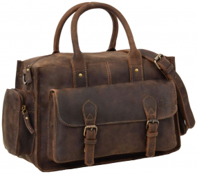 Vintage-Schultertasche mit Henkeln aus Büffelleder Vintage-Schultertasche mit Henkeln aus Büffelleder