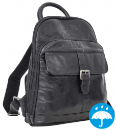 Schwarzer Leder-Rucksack mit Reißverschluss Schwarzer Leder-Rucksack mit Reißverschluss