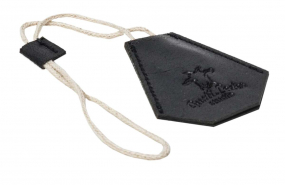 Schwarzer Leder-Schlüsselanhänger mit Schutz Schwarzer Leder-Schlüsselanhänger mit Schutz