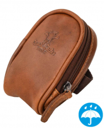 Hellbraune... Hellbraune Mini-Satteltasche aus Büffelleder