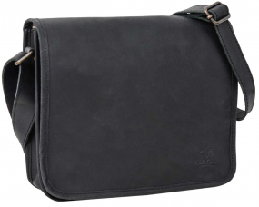 Schwarze Leder-Schultertasche Schwarze Leder-Schultertasche