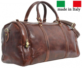 Braune Reisetasche aus... Braune Reisetasche aus italienischem Leder