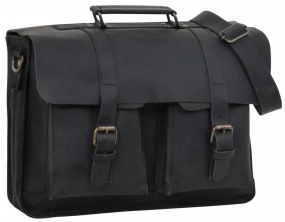 Schwarze Leder-Aktentasche mit Rucksackfunktion Schwarze Leder-Aktentasche mit Rucksackfunktion