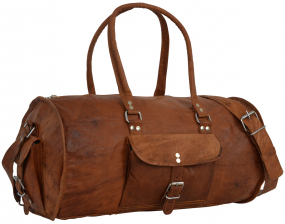 Runde Ziegenleder... Runde Ziegenleder Reisetasche in braun