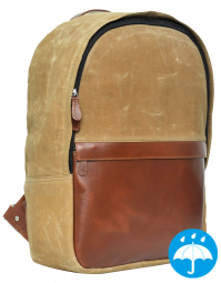 Hellbrauner... Hellbrauner Leder-Rucksack mit wasserfestem Innenfutter