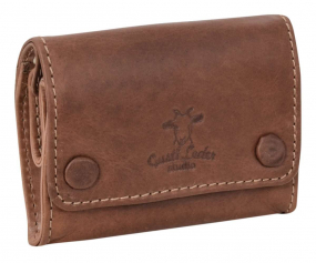 Dunkelbraune... Dunkelbraune Leder-Tabaktasche mit Druckknopfverschluss