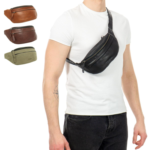 Gusti Cuir studio /„Spencer/“ sacoche banane en cuir pochette banane sac banane sac ceinture banane homme femme cuir de buffle marron clair 2G7-22-5