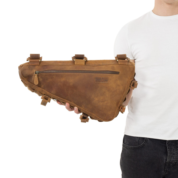Sac /à Outils Vintage avec Boucle dor/ée Cadre en Acier Firmin L Gusti Sacoche pour Cadre de v/élo en Cuir Marron