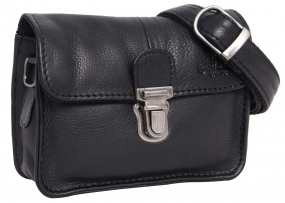 Schwarze Leder-Handtasche mit Gürteltaschenfunktion Schwarze Leder-Handtasche mit Gürteltaschenfunktion