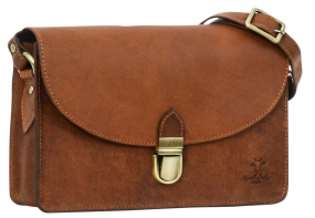 Braune Leder-Handtasche mit Schnappschloss Braune Leder-Handtasche mit Schnappschloss