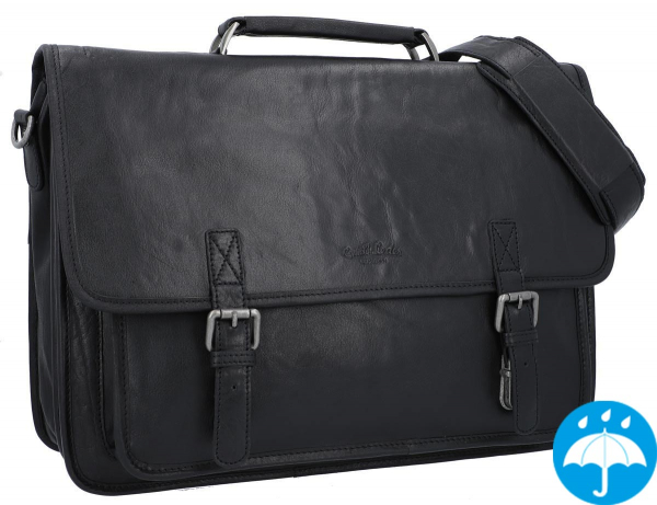 Elmar Briefcase Uni Bag Shoulder Work Large Laptop Vintage Black Leather