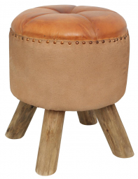 Brauner Leder-Hocker Brauner Leder-Hocker