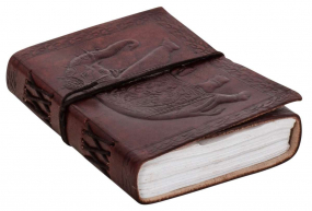 Kleines Notizbuch mit Rindsleder-Einband und Elefanten-Motiv Kleines Notizbuch mit Rindsleder-Einband und Elefanten-Motiv