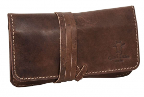 Dunkelbraune... Dunkelbraune Tabaktasche aus Büffelleder
