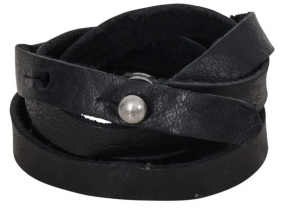 Schwarzes Leder-Armband mit Knopfniete Schwarzes Leder-Armband mit Knopfniete