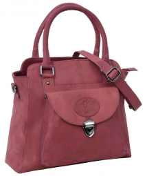 Lederhandtasche mit... Lederhandtasche mit Trageriemen in rot