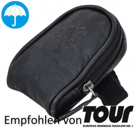 Schwarze... Schwarze Mini-Satteltasche aus Büffelleder