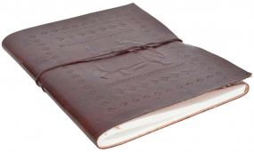 Skizzenbuch mit Rindsleder-Einband und Elefanten-Motiv Skizzenbuch mit Rindsleder-Einband und Elefanten-Motiv
