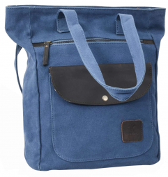 Blauer Büffelleder Shopper mit Rucksackfunktion Blauer Büffelleder Shopper mit Rucksackfunktion