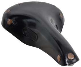 Schwarzer... Schwarzer Leder-Fahrradsattel im Vintage-Stil