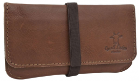 Dunkelbraune Leder-Tabaktasche mit Gummibandverschluss Dunkelbraune Leder-Tabaktasche mit Gummibandverschluss